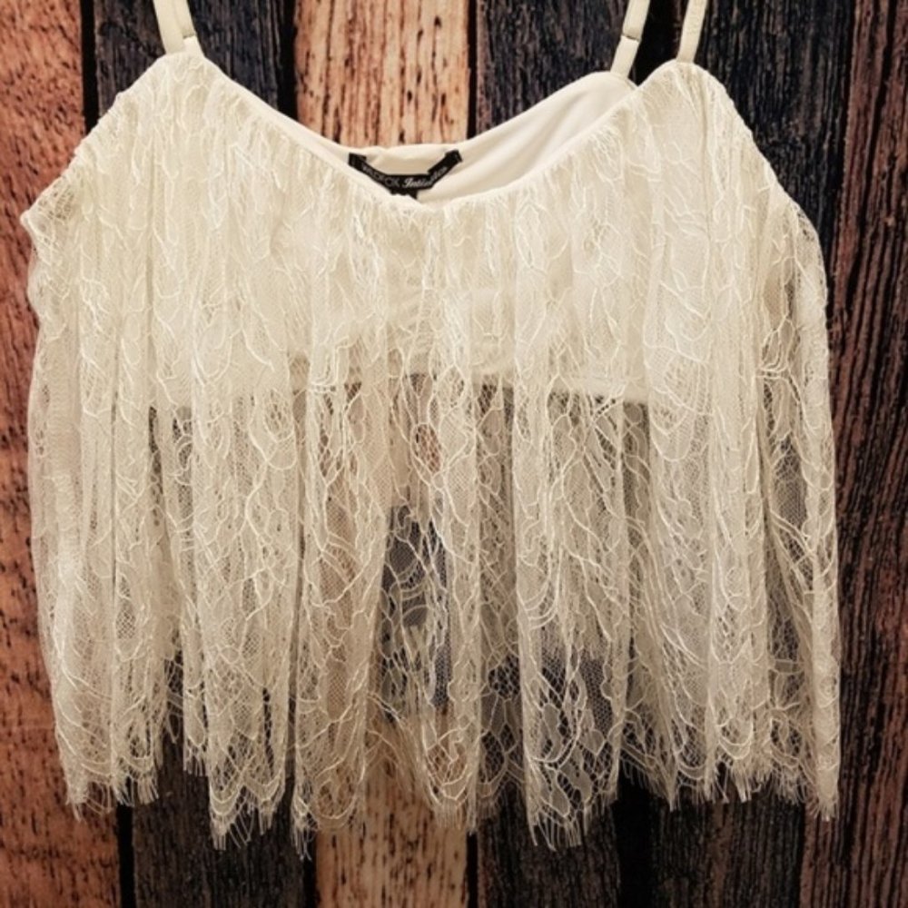 Wildfox Intimates White Lace Crop Cami Crop / Lace Overlay Bra